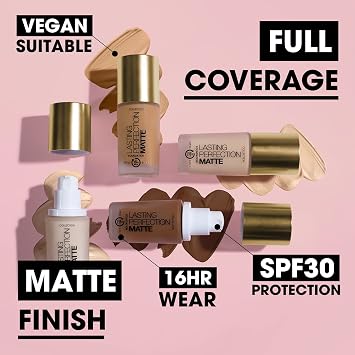 Collection Cosmetics Lasting Perfection Matte Foundation, Full Coverage, Beige 8, 27ml (Pack of 1)