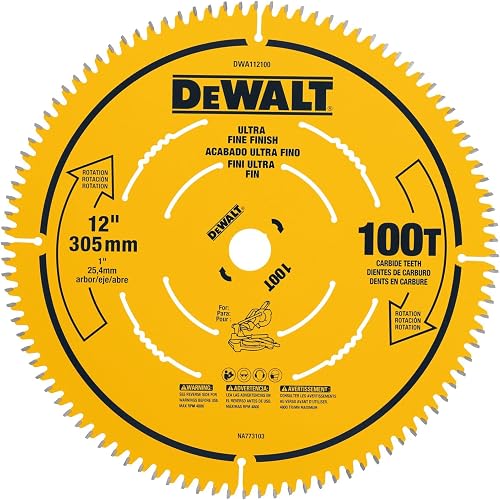 DEWALT Miter Saw Blade, 12 inch, 100 Tooth, Fine Finish, Ultra Sharp Carbide (DWA112100)