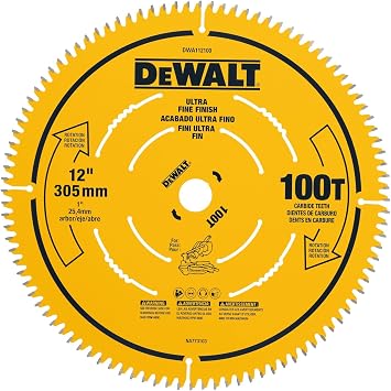 DEWALT Miter Saw Blade, 12 inch, 100 Tooth, Fine Finish, Ultra Sharp Carbide DWA112100