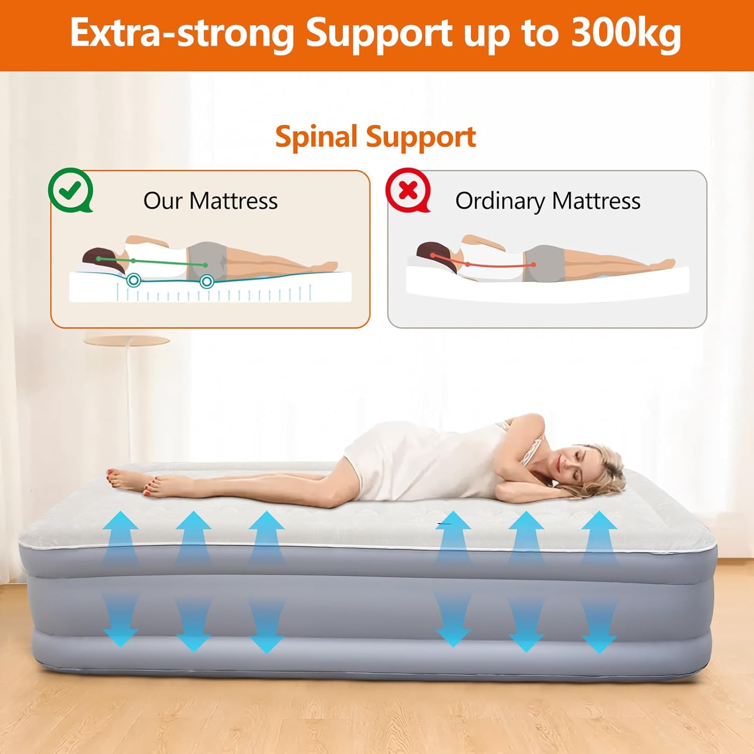 Air Mattress Queen with Built in Pump with Headboard, Double Blow Up Mattress Inflatable Air Bed Colchones Inflables Self Inflating Air Mattress, Inflates & Deflates, 78"x59"x17"