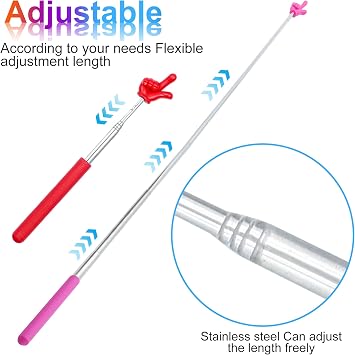 8Pcs Telescopic Teachers Pointer, Mini Pointer Finger Stick for Classroom, Retractable Hand Pointer for School Presentations(8 Colors)