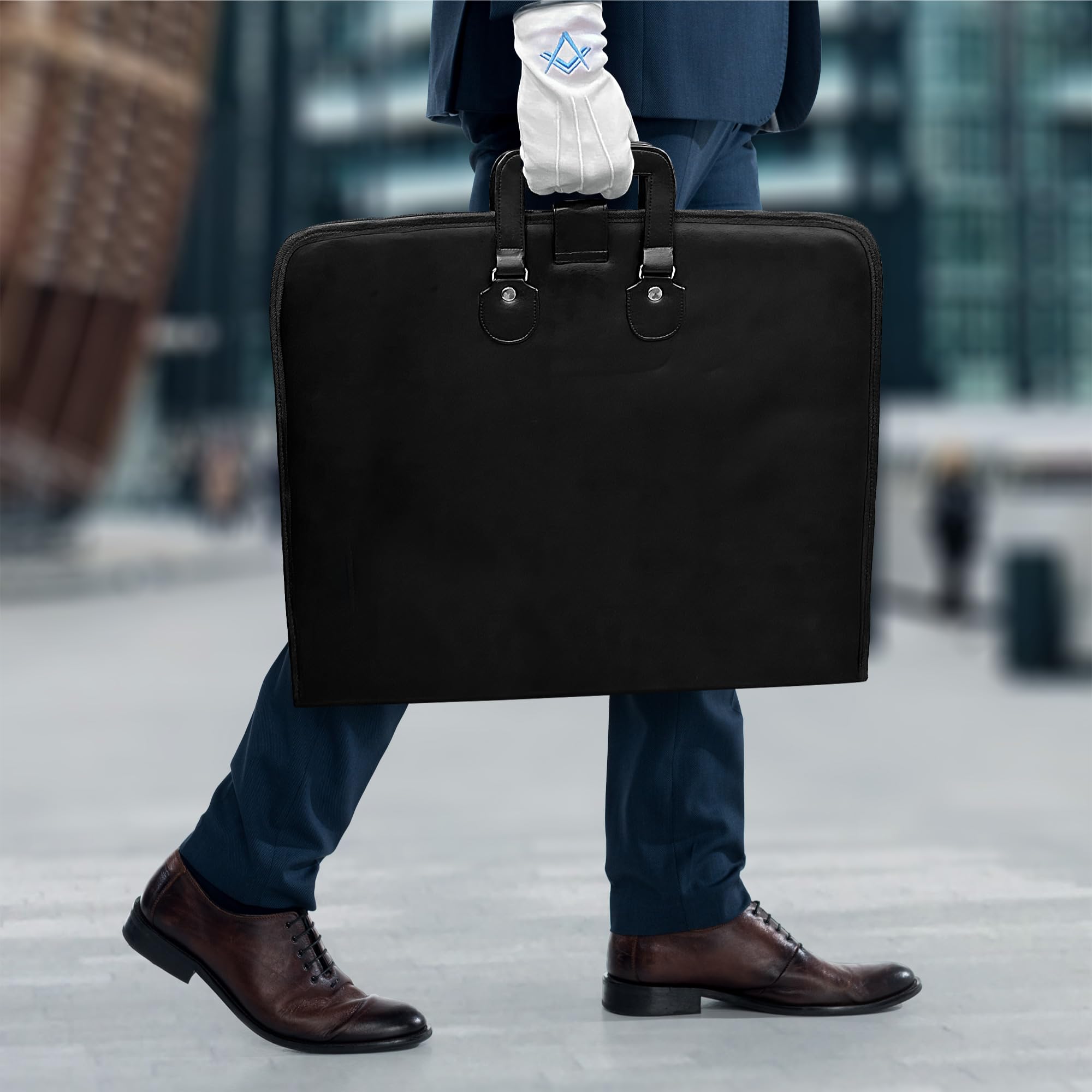 THE MASONIC COLLECTION - Grand Sac Souple Style Brief Case - Fabriqué en Faux Cuir - Résistant à l'Eau - Cadeau franc-maçon pour homme
