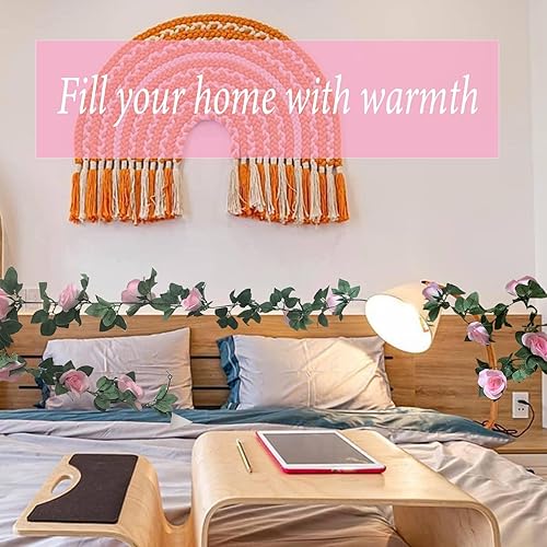 Miniatura 7 de Paquete de 4 guirnaldas de rosas artificiales de vid de rosas falsas, plantas y vides, decoración de hojas florales para decoración de bodas,