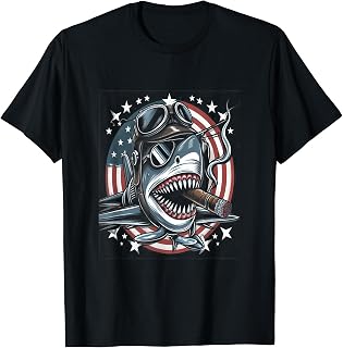 Cigar Smoking WW II Plane Cigar Shark T-Shirt