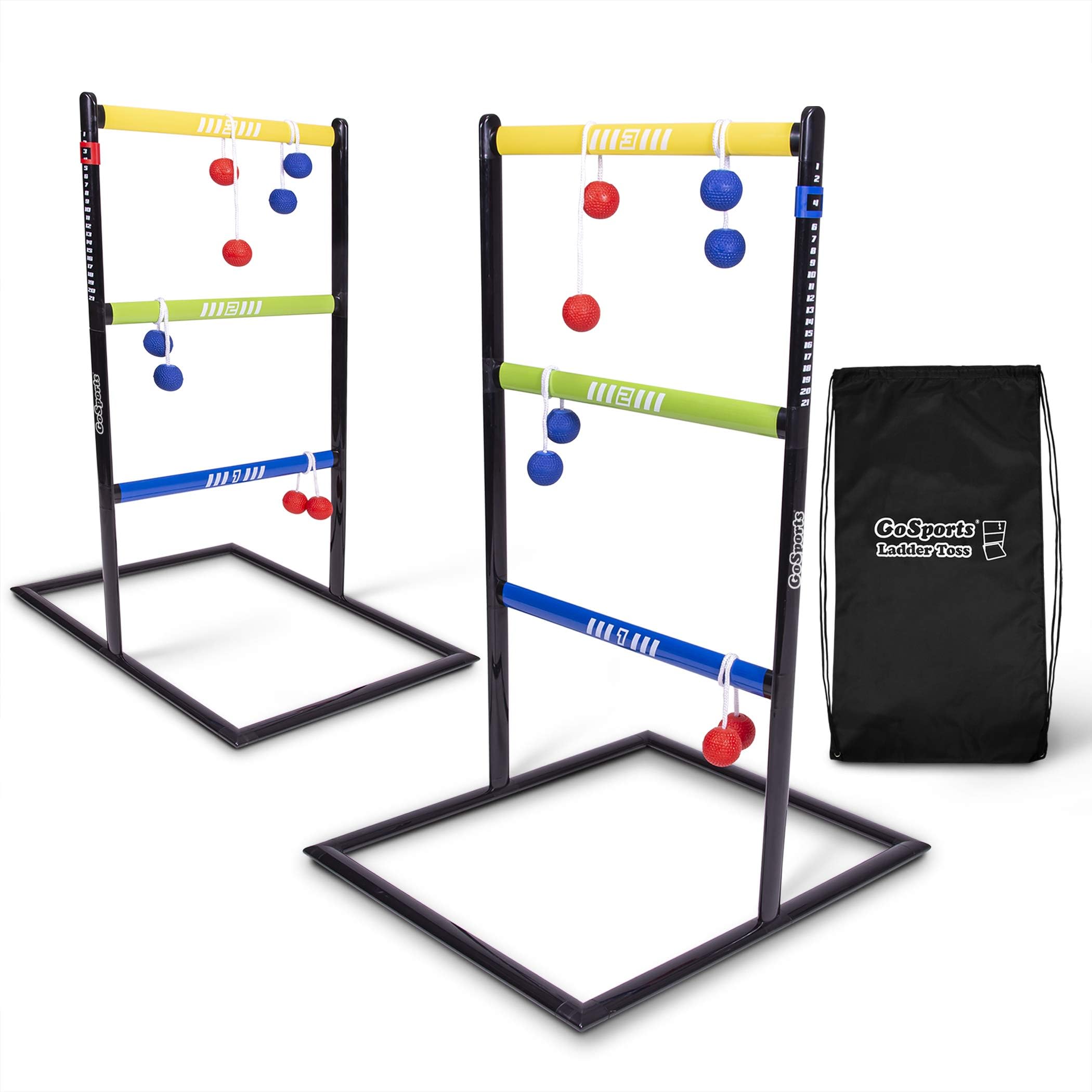 Ladder Toss Indoor & Outdoor Game Set with 6 Soft Rubber Bolo Balls and Travel Carrying Case - Choose Pro or Classic