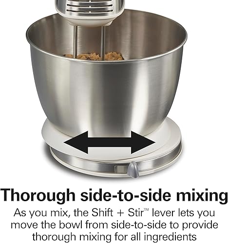 Vista 5 de Hamilton Beach Classic Stand and Hand Mixer, 4 Quarts, 6 Speeds with QuickBurst, Bowl Rest, 290 Watts Peak Power, White (64655)