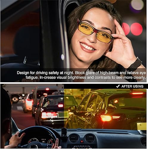 Miniatura 4 de DUCO Lentes de conducción de visión nocturna para hombres y mujeres, antirreflejos, polarizados, amarillos, lentes nocturnos, 8953Y