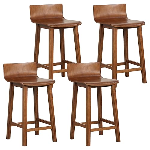 COSTWAY Solid Wood Bar Stools Set of 4, 24.5-inch Counter
