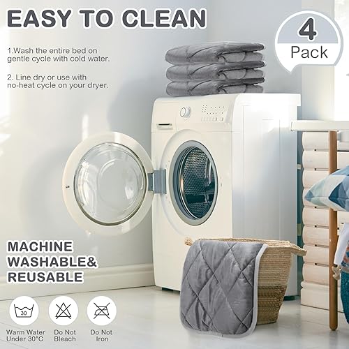 Miniatura 7 de Paquete de 4 alfombrillas autocalentables para gatos, de 16 x 20 pulgadas, refleja el calor corporal, almohadilla térmica extra cálida para