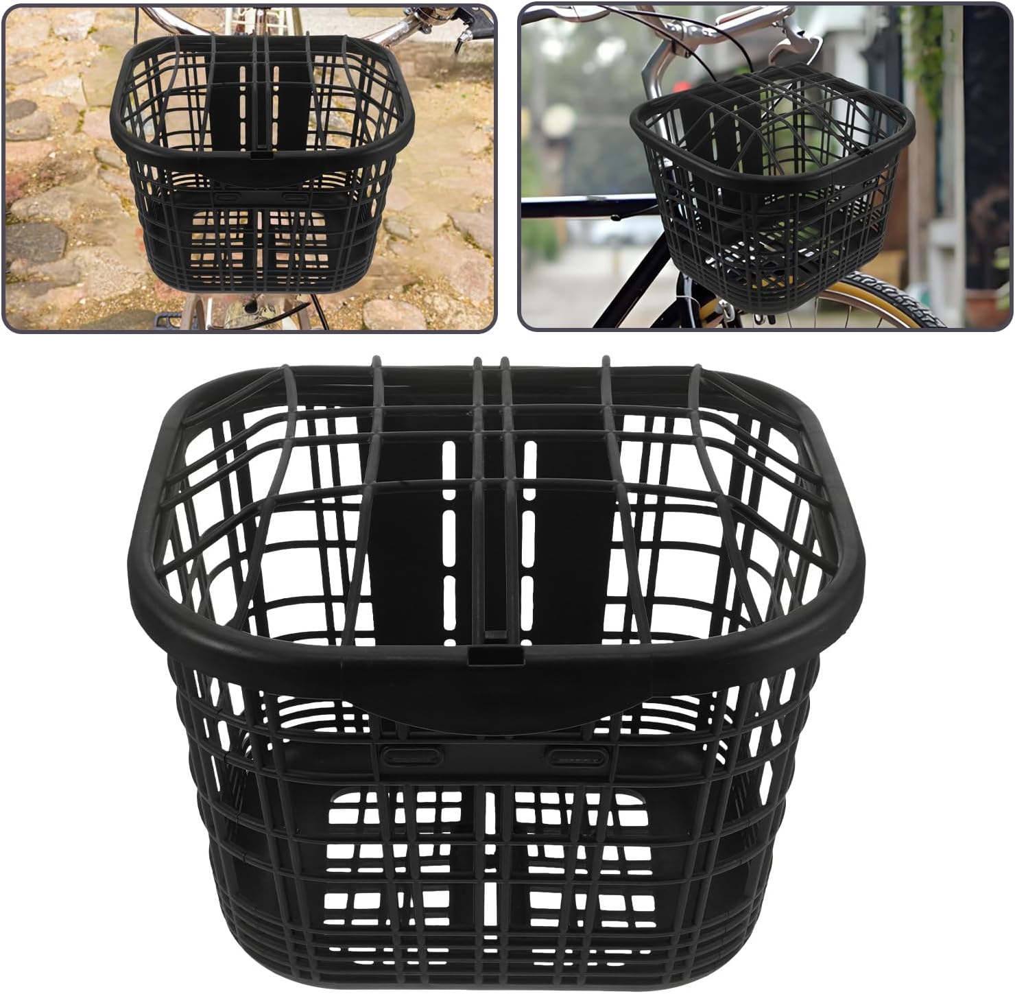 Kichvoe Electric Bike Front Basket with Detachable Cover Thickened Wire Frame Cycling Basket for Mountain Bikes and Electric Bicycles Suitable for Grocery and Pet Transport