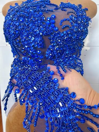 Miniatura 14 de Vestido de novia con cuentas a mano, parches para coser en apliques de encaje con diamantes de imitación, accesorios de cristales de bricolaje