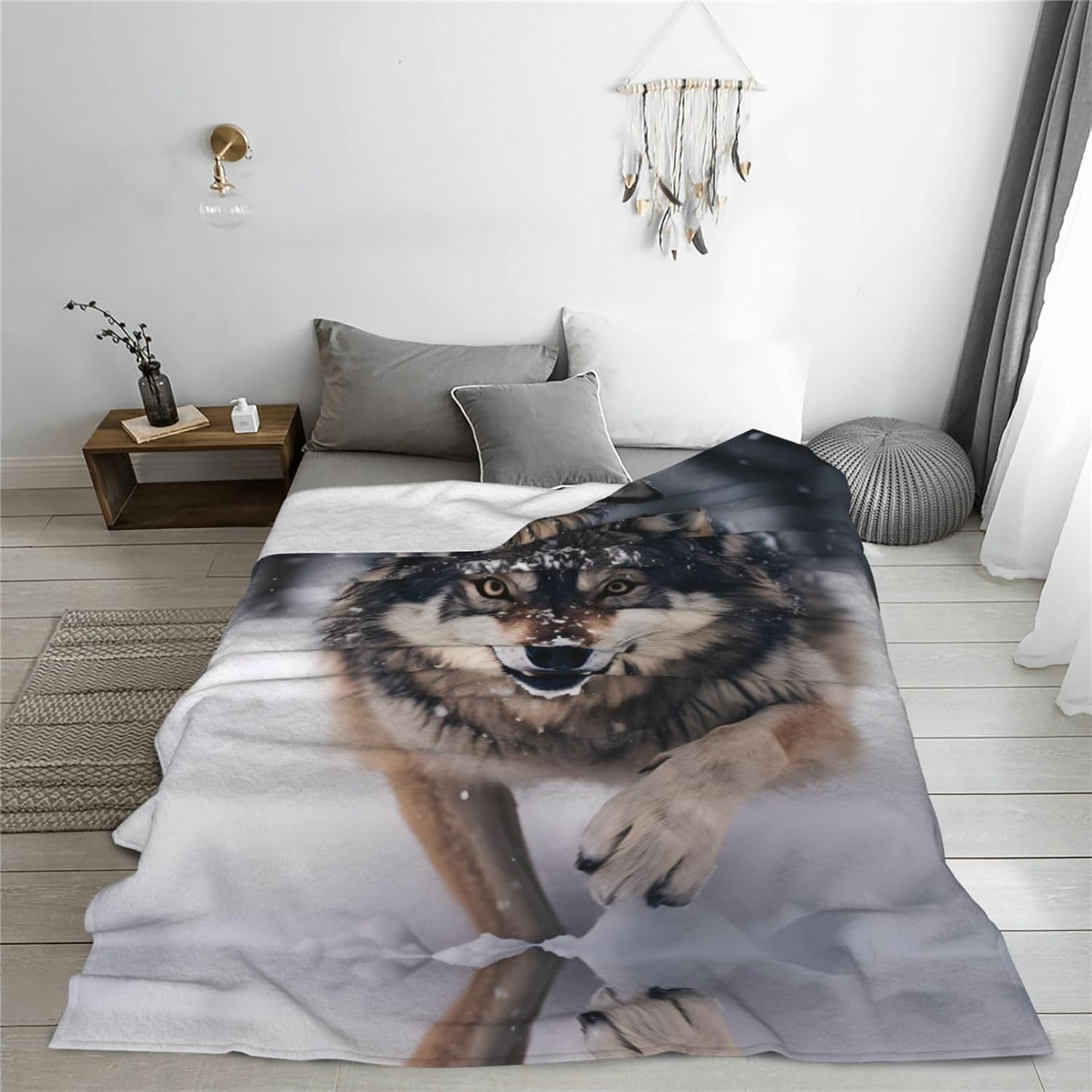 Wolves Decorative Gift Blanket, Sofa Bed Living Room Camping Travel Blanket (50 * 40 inches), Flannel Children's Blanket,