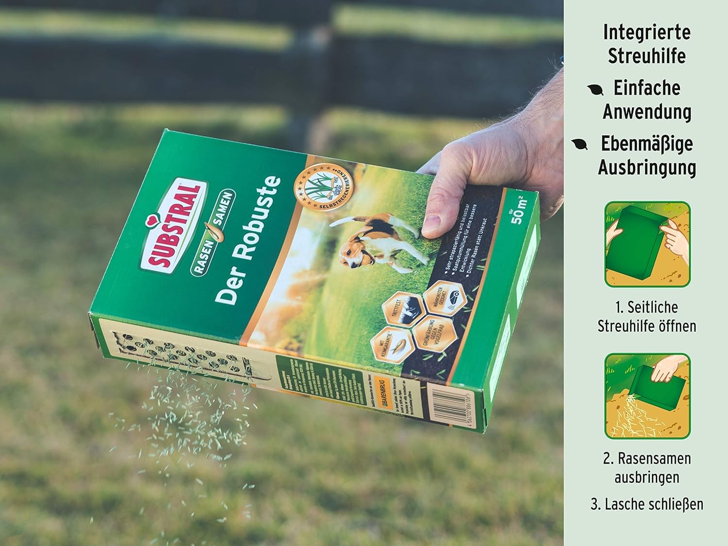 Substral Rasensamen Der Robuste Sport - und Spielrasen Einzigartige Strapazierrasen - Mischung 1kg für 50 m²