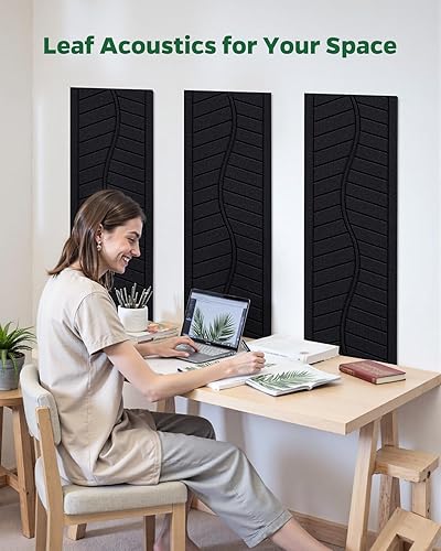 Miniatura 7 de Paneles acústicos para paredes, techos y puertas, paquete de 6 paneles autoadhesivos absorbentes de sonido, azulejos decorativos de 17 x 12 x 0.4