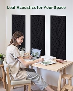 Acoustic Panels for Walls, Ceilings & Doors, 6 Pack Self-Adhesive Sound Absorbing Panels, 17"12"0.4" Decorative Art Tiles - Easy Peel & Stick for Recording Studio, Home Theater, Office Room (Black)