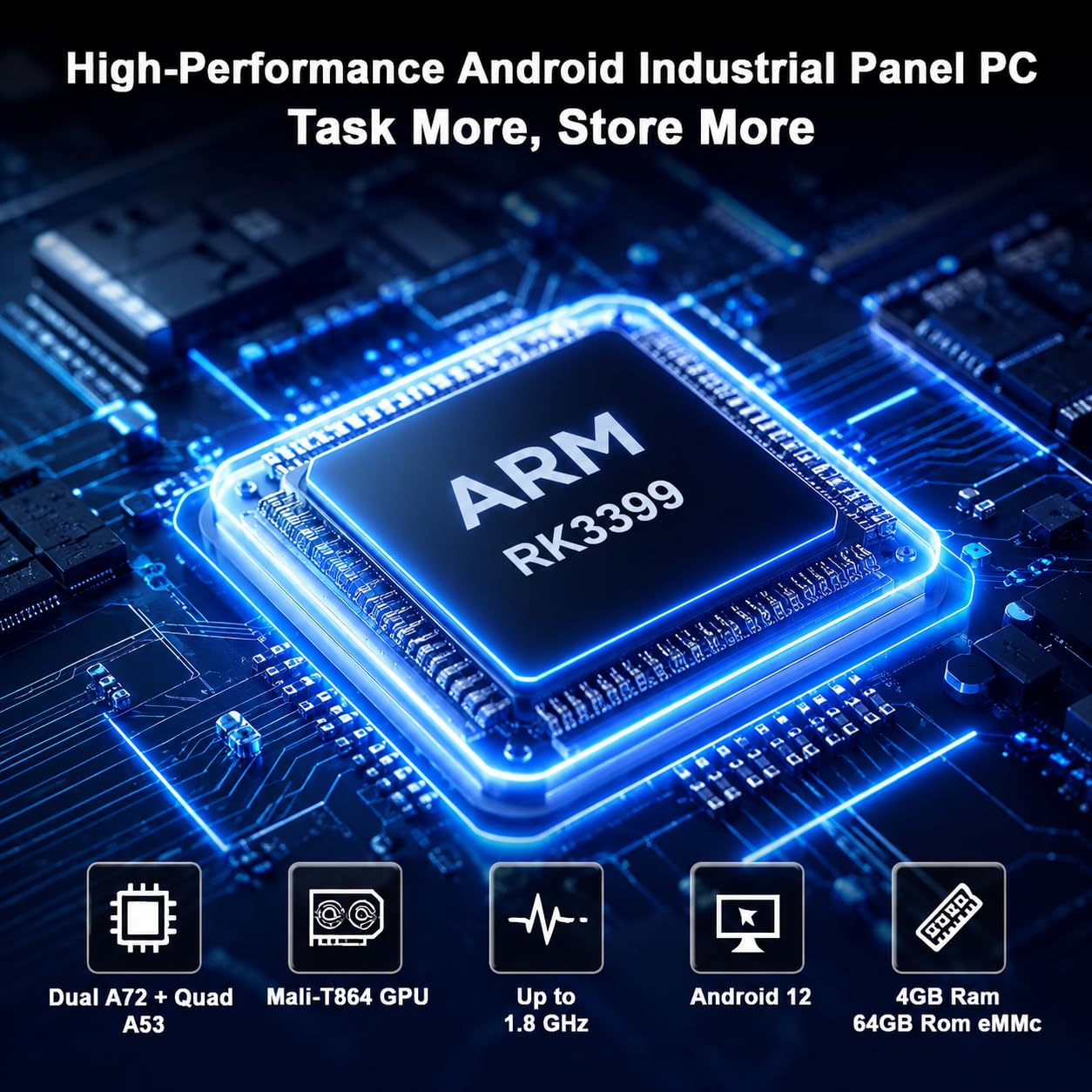 39.6 cm All-in-One przemysłowy panel PC bez wentylatora, komputer z ekranem dotykowym Android 12 z obrotowym mocowaniem VESA, wytrzymały tablet RK3399, 4 GB RAM, 64 GB ROM, 1920 x 1080 IPS, USB 3.0