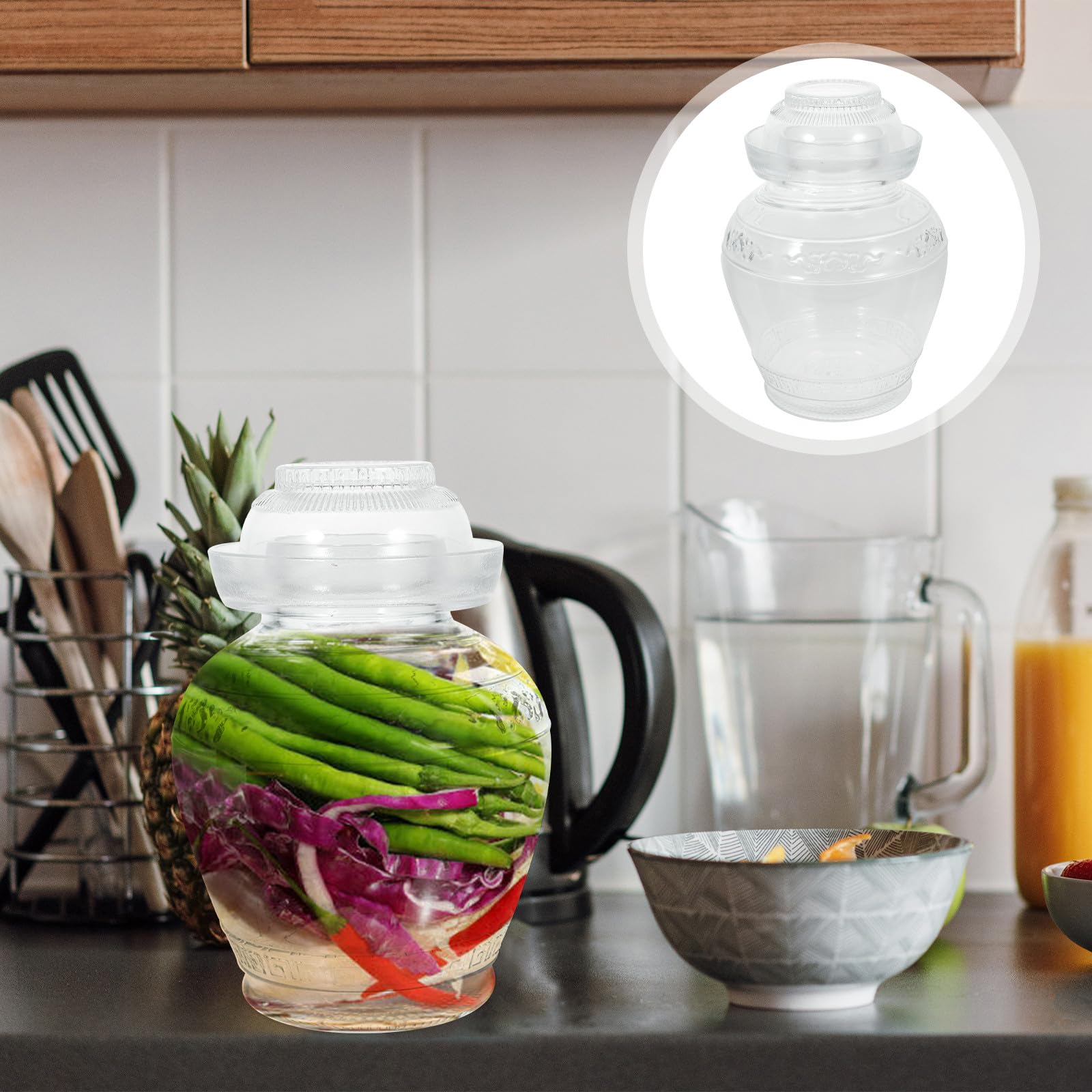 Einmachglas aus Glas mit Transparentem Design und Schützendem Deckel 2,5kg Fassungsvermögen Vielseitiger Vorratsbehälter für Eingelegtes Gemüse und Nüsse in Küche