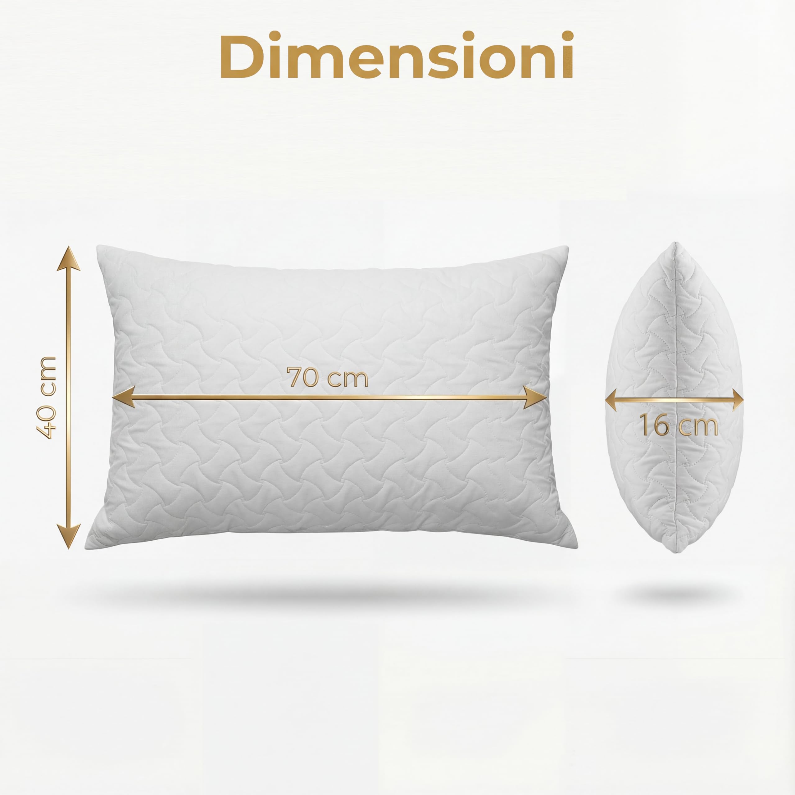 Cuscino Cervicale per Dormire in Memory Foam 70x40x16 – Guanciale Ortopedico Ergonomico Made in Italy – Anallergico Antiacaro – Federa Trapuntata Traspirante – Certificazione OEKO-TEX