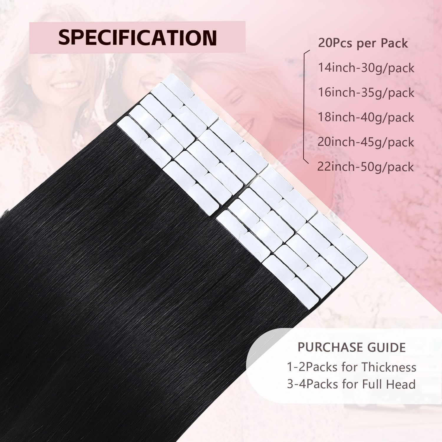 Amazon.com : Sweetmet Invisible Tape in Hair Extensions Real  display picture 2
