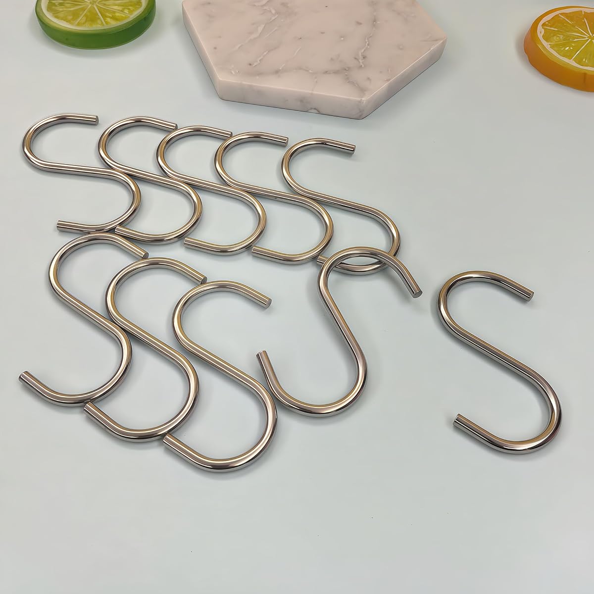 10 Pcs S Hooks for Hanging, 2.56 inch Heavy Duty Metal Shaped Pot Rack Closet Hook for Hanging Plants, Clothes, Kitchen Utensil, Pots, Pans, Bags