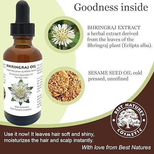 Miniatura 4 de Best Nature's Bhringraj Oil  Aceite puro de Eclipta Alba indio para el crecimiento del cabello, la caspa y el enrojecimiento temprano  Limpiador