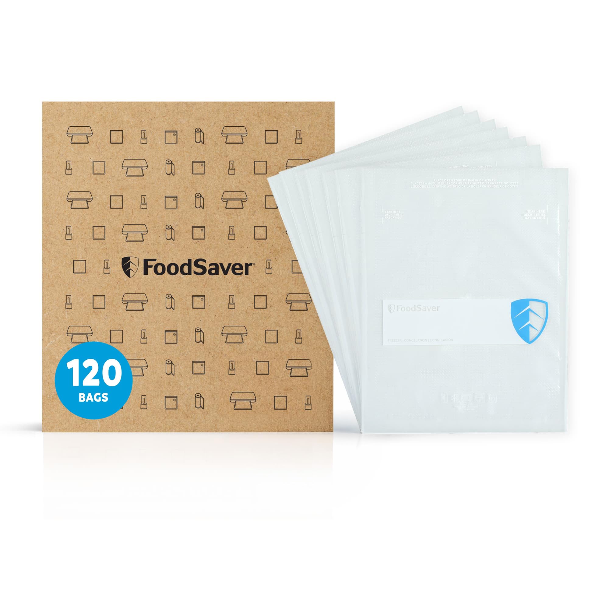 FoodSaver Pint Vacuum Seal Bags, 120 Count Pre-Cut BPA-Free Freezer Bags, Align to Seal &amp; Tear to Open for Food Storage, Sous Vide, and Meal Prep