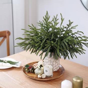 YXZZWL 16 Pcs 18 Inch Real Touch Artificial Norfolk Pine Branches