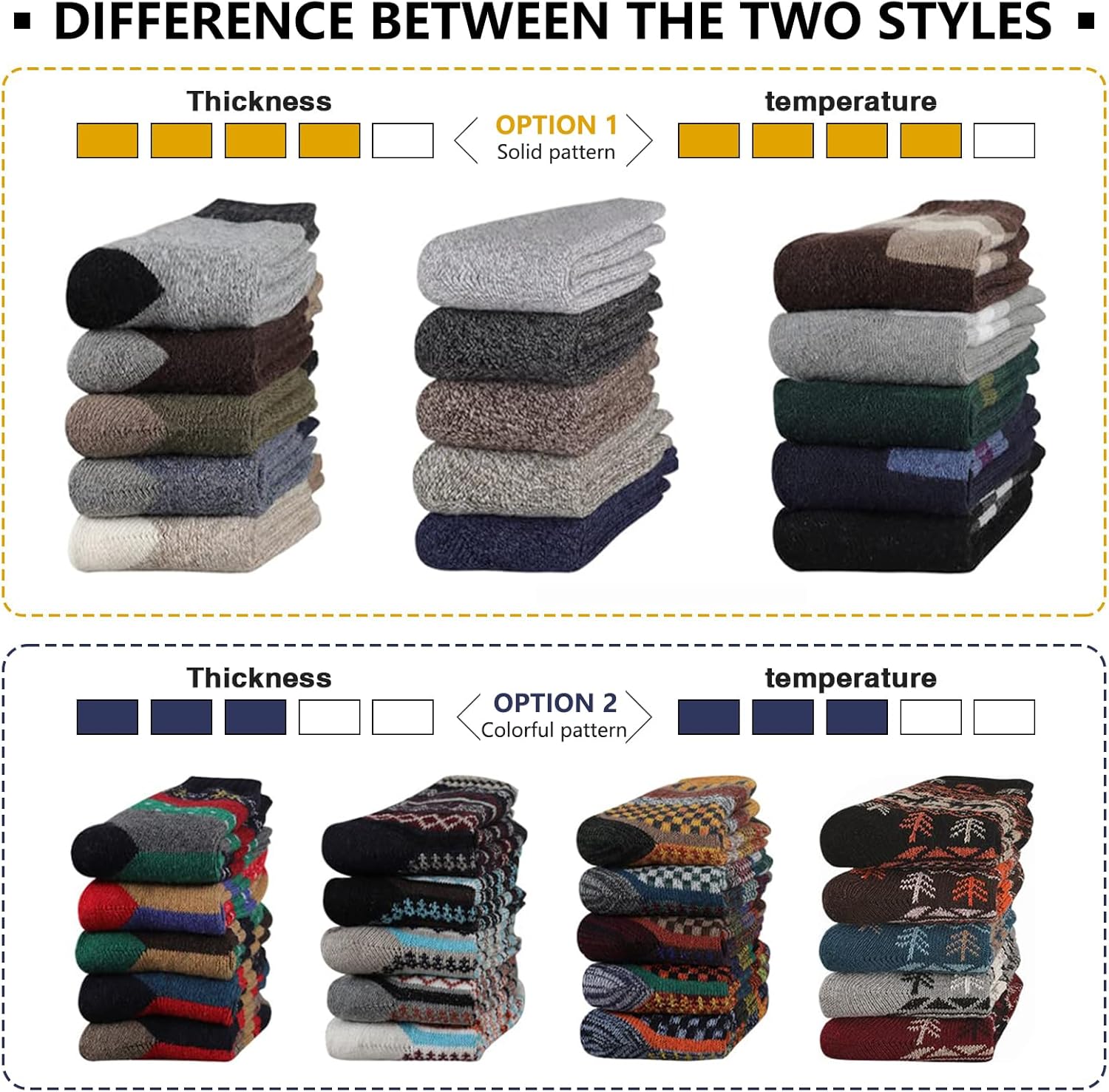 Heatuff Mens Thick Wool Socks Thermal Warm Winter Crew Socks 5 Pairs Multicolors - Image 3