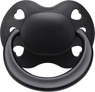 Clear Silicone Adult Pacifier Heart-Shaped Holes Shell Binky for Anxiety & Stress Release - DIY Re-Assembled Large Teat Dummy Black