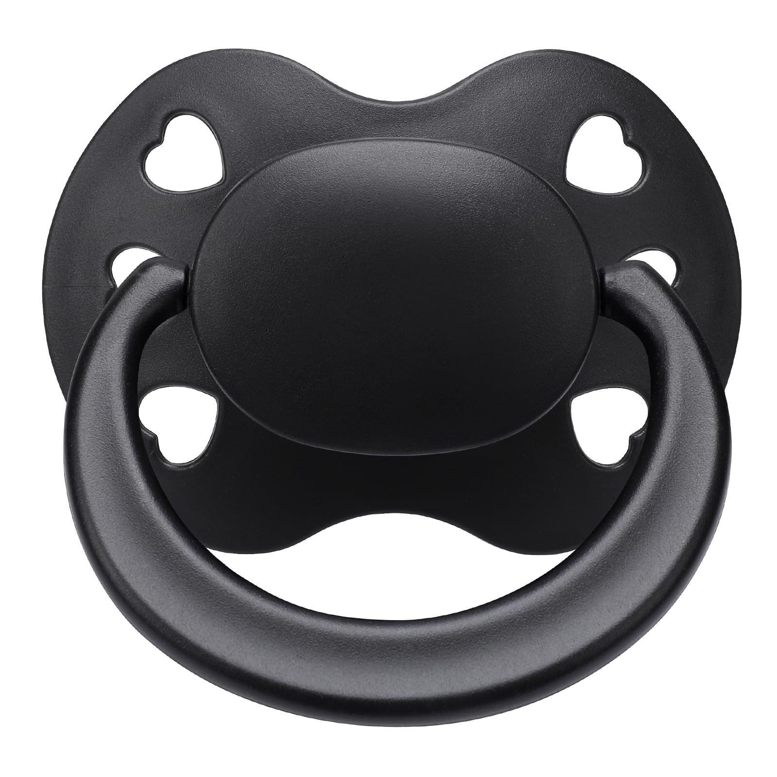 Somniumnight Clear Silicone Adult Pacifier: Heart-Shaped Holes Shell Binky for Anxiety & Stress Release - DIY Re-Assembled Large Teat Dummy Black