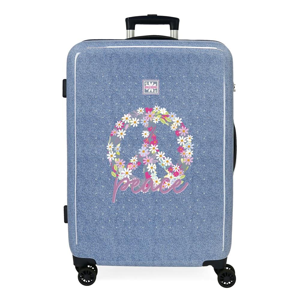 ROLL ROAD Peace Valigie in ABS, chiusura a combinazione laterale, doppie ruote, diverse dimensioni, colore rosa e blu