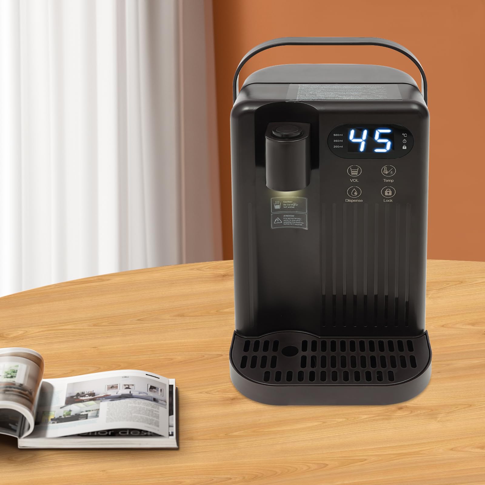 Dispensador eléctrico de agua caliente para beber fuente de agua oficina hogar caliente y fría máquina de beber mesa negra 18,5 x 24 x 30 cm 2200 W