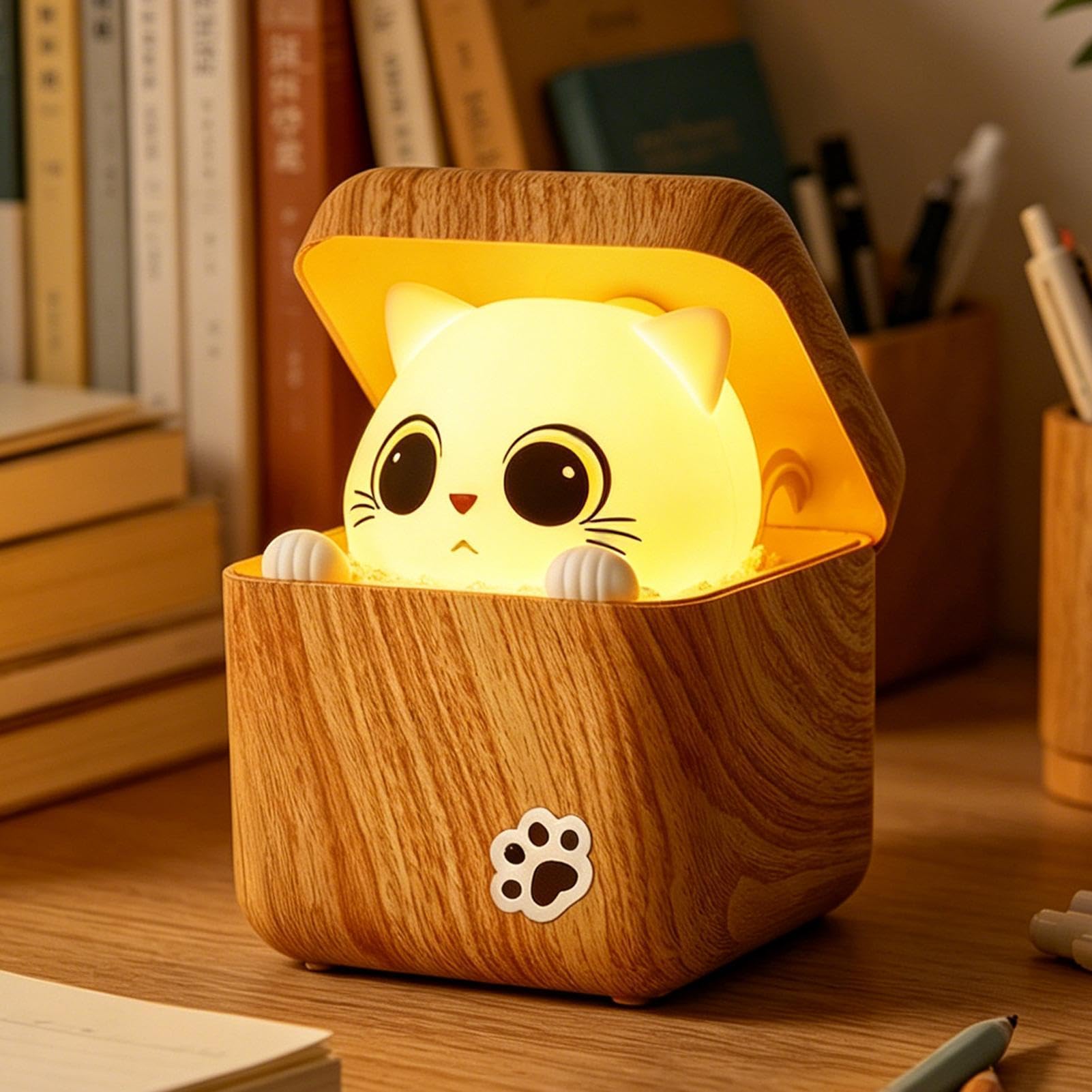 Katzenlampe USB-wiederaufladbare Schallaktivierte Versteckte Katze 3 Modi | Kawaii Bettlampe Für Schlafzimmer, Nachttisch, Schrank, Eingangsbereich und Home Office