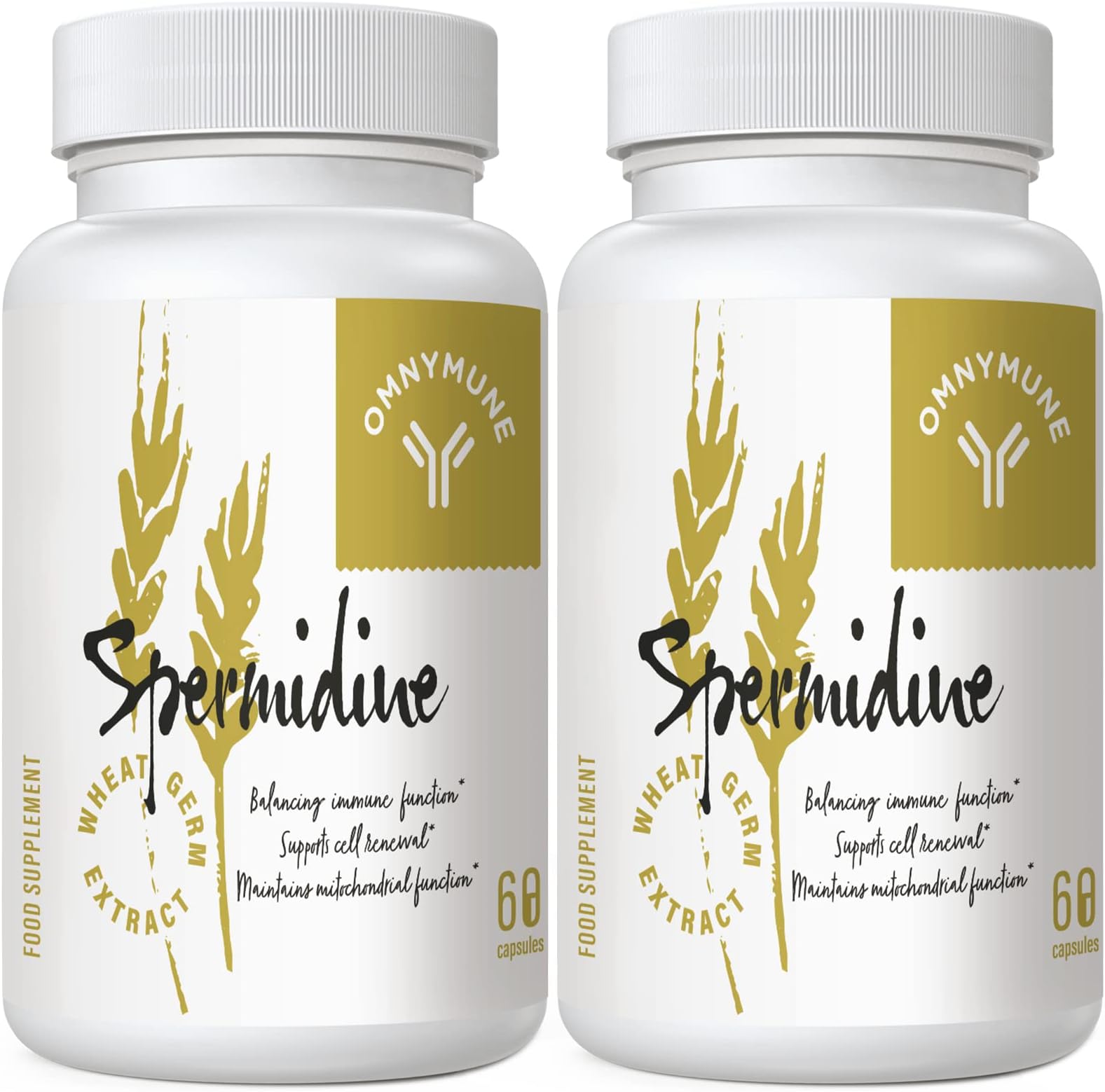 Fermented Wheat Germ Extract - 13 mg spermidine per Capsule - with zinc and thiamine - 60 Capsules (60 Count (Pack of 2))