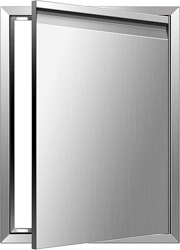 Miniatura 19 de Puertas de cocina para exteriores de 26 pulgadas de ancho x 24 pulgadas de alto con mango horizontal, puertas de acceso dobles para barbacoa, acero