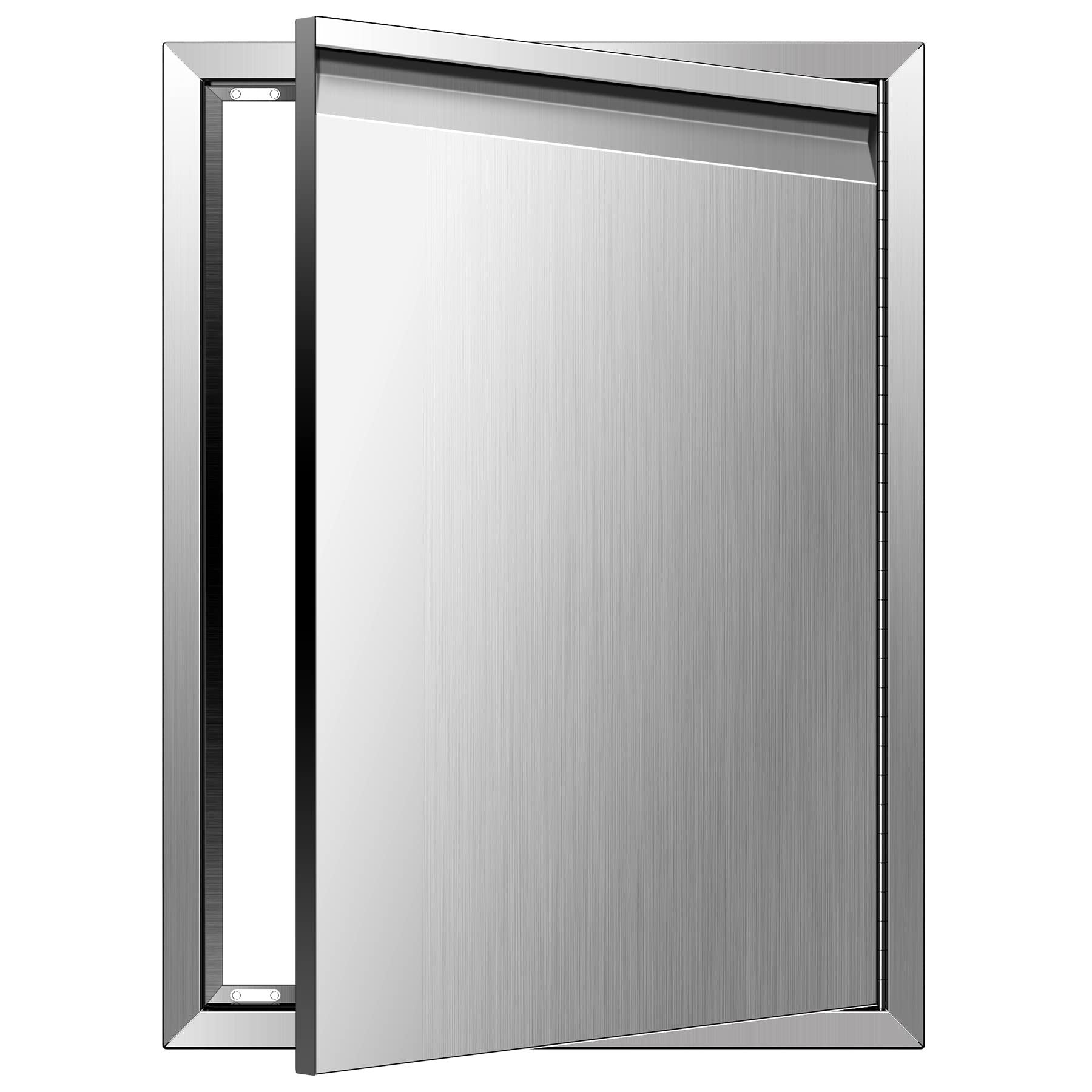 BBQ Access Double Doors, Flush Mount Stainless Steel Outdoor Kitchen Door with Recessed Handle for Outside Cabinets and BBQ Island (Horizontal Recessed Handle, 18Wx21H(Right))