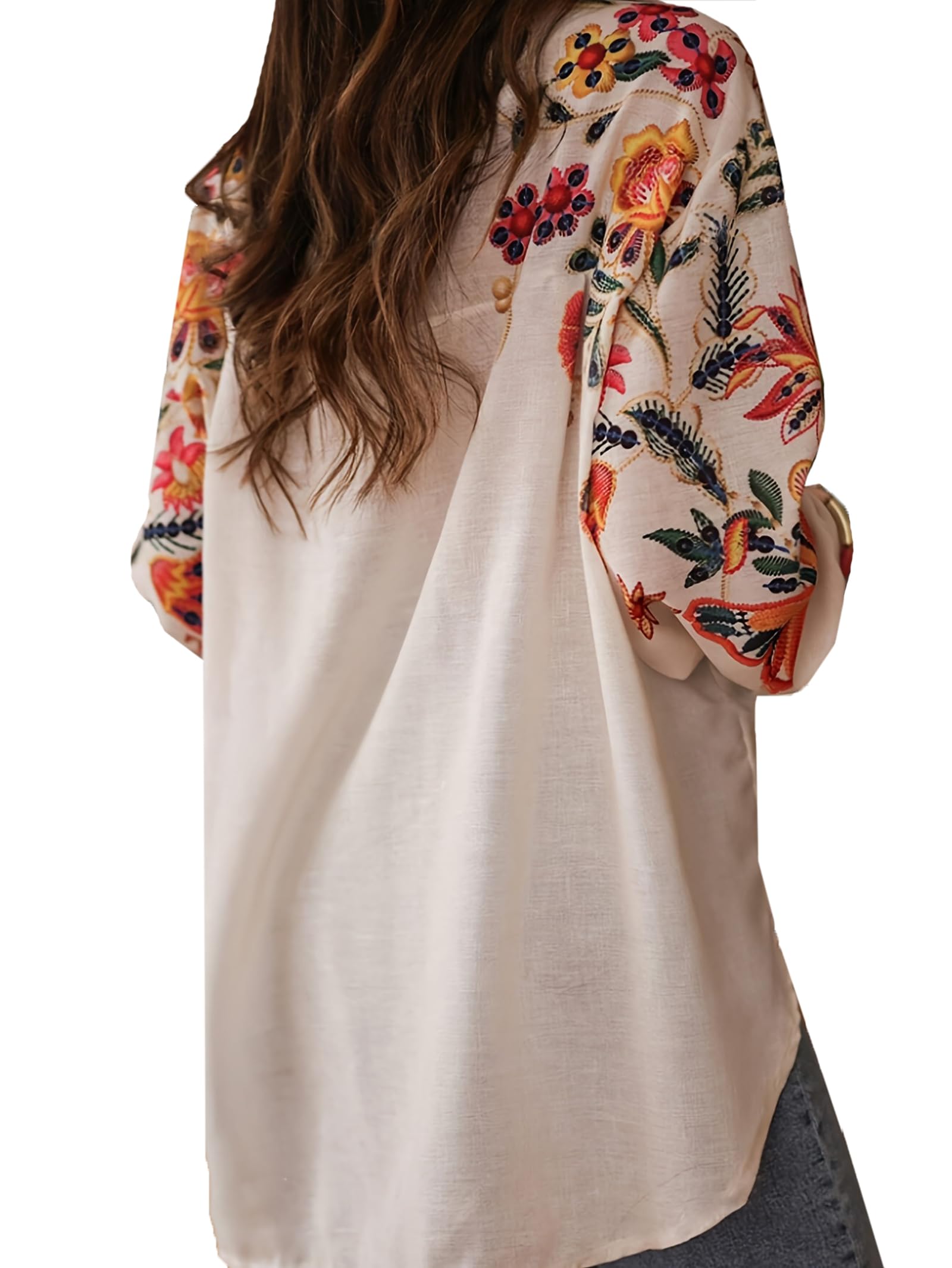 Chemises À Boutons pour Femmes Chemise Décontractée À Manches Longues Blouse Imprimée Florale À Coupe Ample