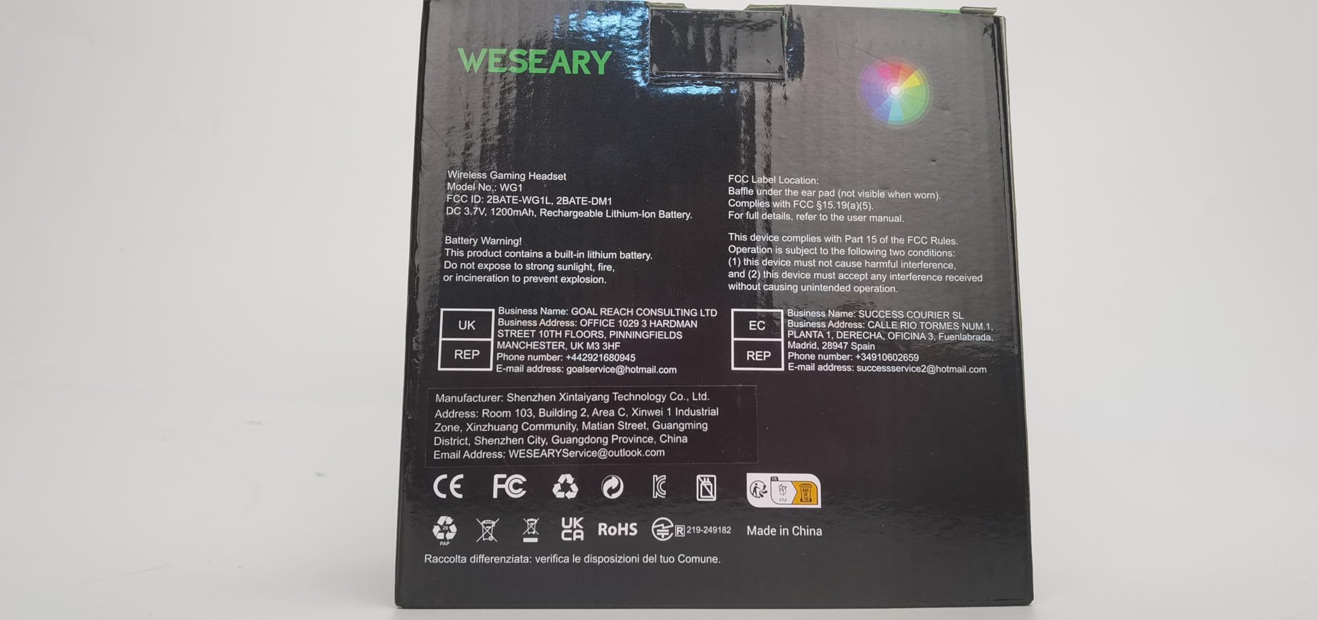 WESEARY WG1 Cuffie Gaming Wireless, 2,4 GHz Cuffie Gaming con Microfono per PS5, PS4, PC, Switch, Mac, Mobile, Cuffie per PS5 con Stereo, Cuffie Bluetooth Over Ear con Luce LED, Batteria da 50 Ore