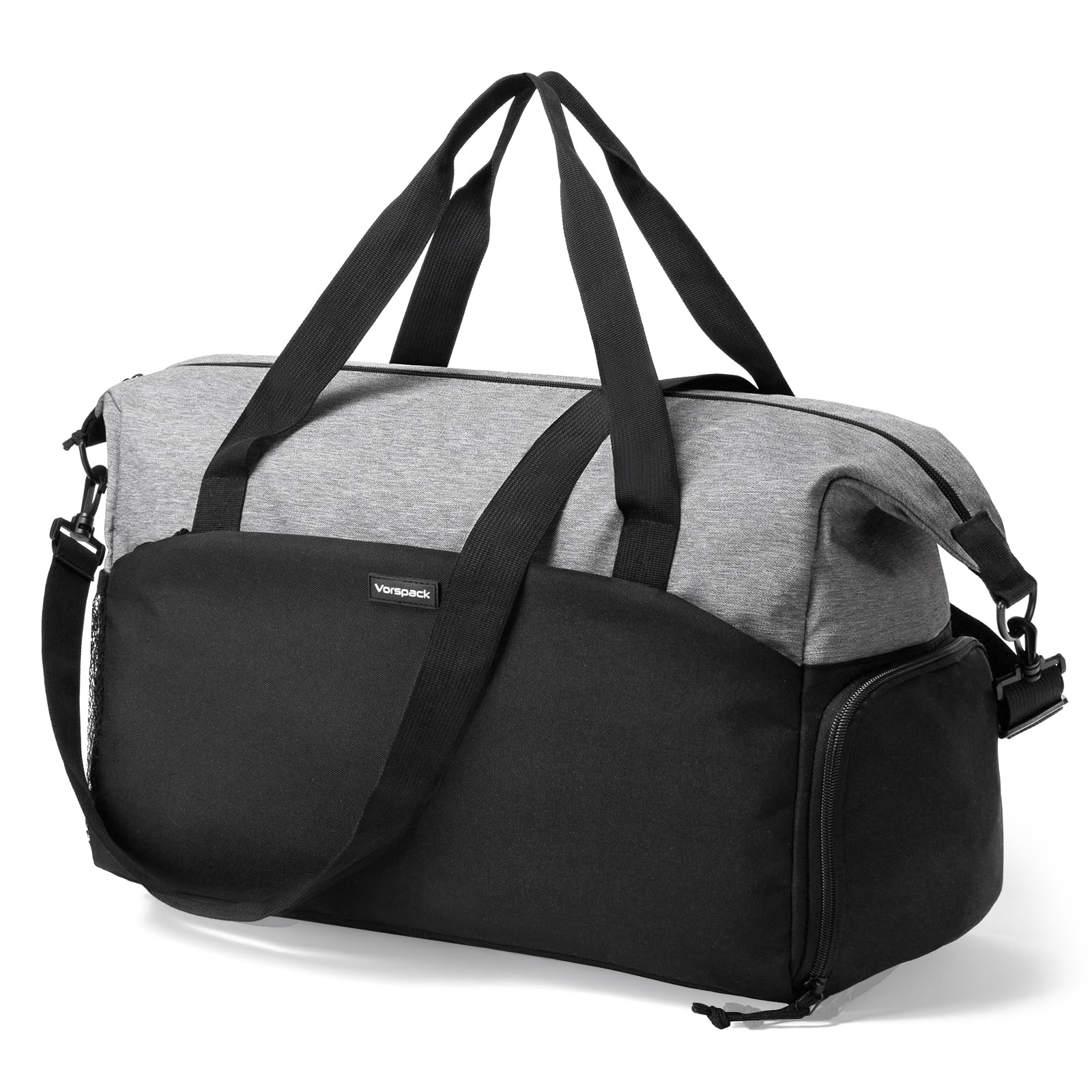 Vorspack Gym Bag for Women - 35L Duffle Bag for Men Lightweight Duffel Bag with Shoe Compartment Weekender Bag Overnight Bag for Sports Gym Travel - Grey