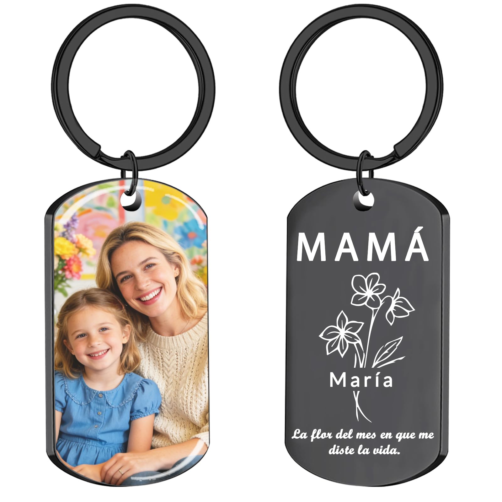 JONZIN Llavero con Foto Personalizado de Doble Cara, Llavero Grabado con Texto e Imagen, Regalo Personalizado para Mamá o Mujer en el Día de la Madre — view 7