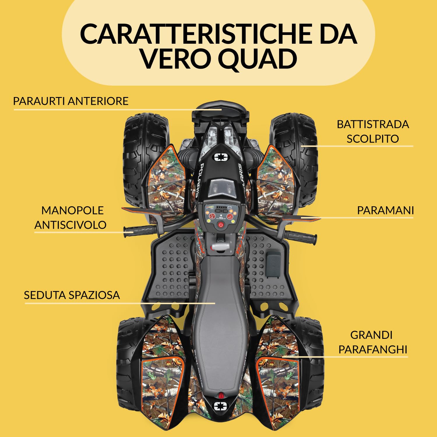 Polaris Outlaw 330W Camo Quad Elettrico per Bambini 12V