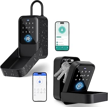 Smart Key Lock Box, Bluetooth Lock Box with TTLock/Tuya APP Control, Fingerprint,Passcode, Access Card, Manual Key for Home,Office, Realtor, Airbnb