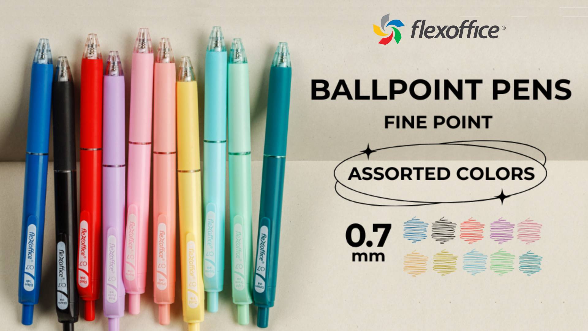 Amazon.com : FLEXOFFICE 10-Count Retractable Ballpoint Pens, Black