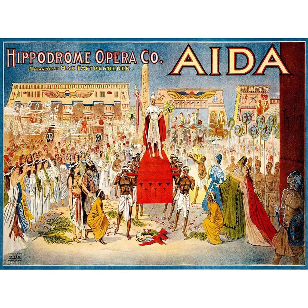 Wee Blue Coo Advert Theatre Stage Show Aida Verdi Hippodrome Opera USA Pharaoh Art Print Poster Wall Decor 12X16 Inch