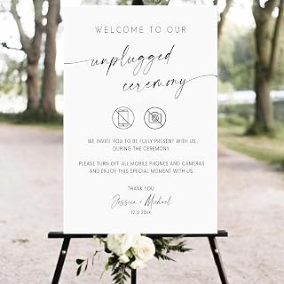 Generic Minimalist Unplugged Ceremony Wedding Sign, Modern Plastic Wedding Sign, 12x18, 18x27, 24x36 Inch, Rectangular, Tabletop Mount