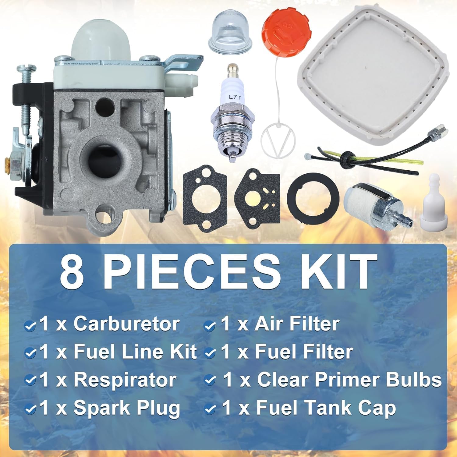 PB-2520 Kit with Air Filter & Fuel Line Kit Fit for PB-2520 Leaf Blower Replaces A021004700 A021000722 A021000723