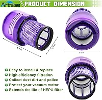 Vista 3 de Reemplazo de filtro Artraise V15 Detect para Dyson V11 Torque Drive Plus V11 Animal V11 Complete V11 Extra aspiradora inalámbrica, comparar
