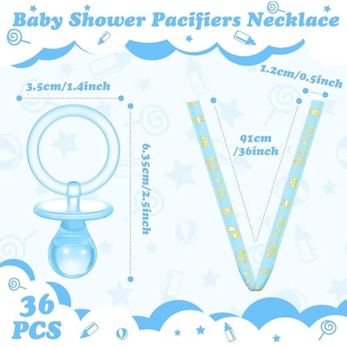Miniatura 3 de Geiserailie 36 chupetes de baby shower, collar acrílico para bebé, regalos de fiesta, chupetes de plástico para niños y niñas, chupetes de encanto