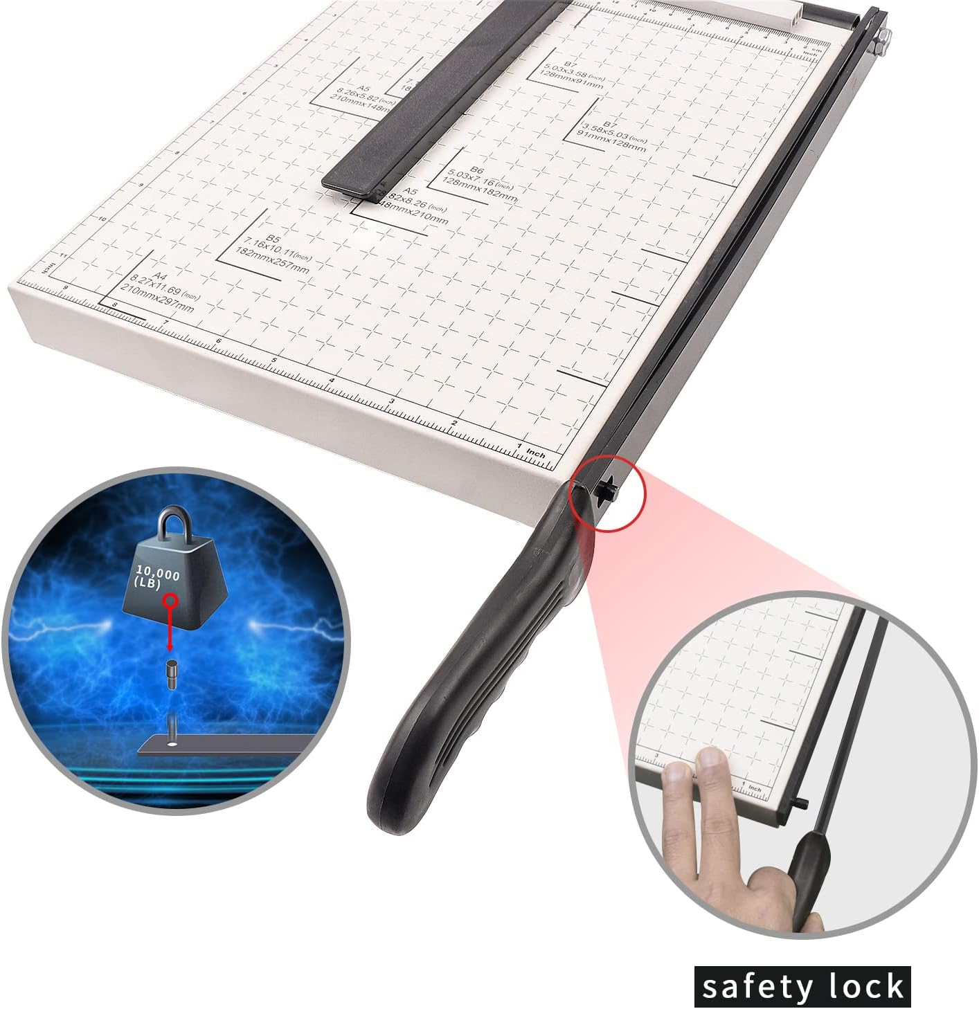 A4 Paper Cutter Stack Paper Trimmer Guillotine 12” Cutting Length with Safety Blade Lock ZEQUAN, 10-Sheet Capacity, Commercial Grade Guillotine Paper Slicer Cutter for Office Home School : Office Products