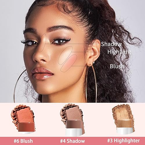 Miniatura 2 de 3 barras de contorno en crema, tonos con iluminador, rubor y crema bronceador, cosméticos faciales impermeables y duraderos, barras de maquillaje